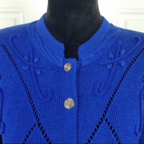 Vintage Peruvian Connection knit Cardigan Sweater 💯 Pima cotton, size Large - Picture 2 of 12
